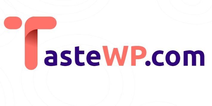 Tastewp com logo with a discount code on a white background.