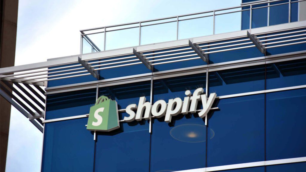 The building displays the shopify logo.